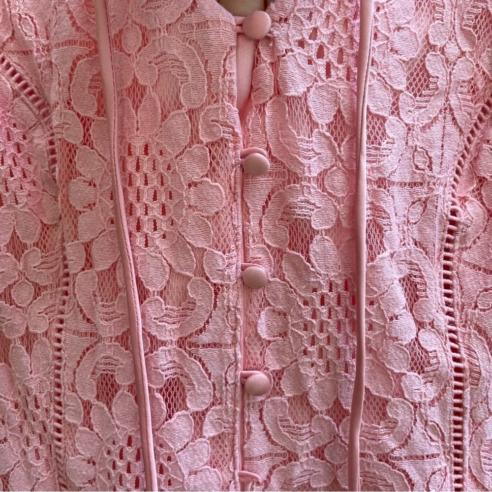 DISNEY Girls Pink Floral Lace Ruffle Mini Dress Beauty Beast Size Large - Picture 5 of 12